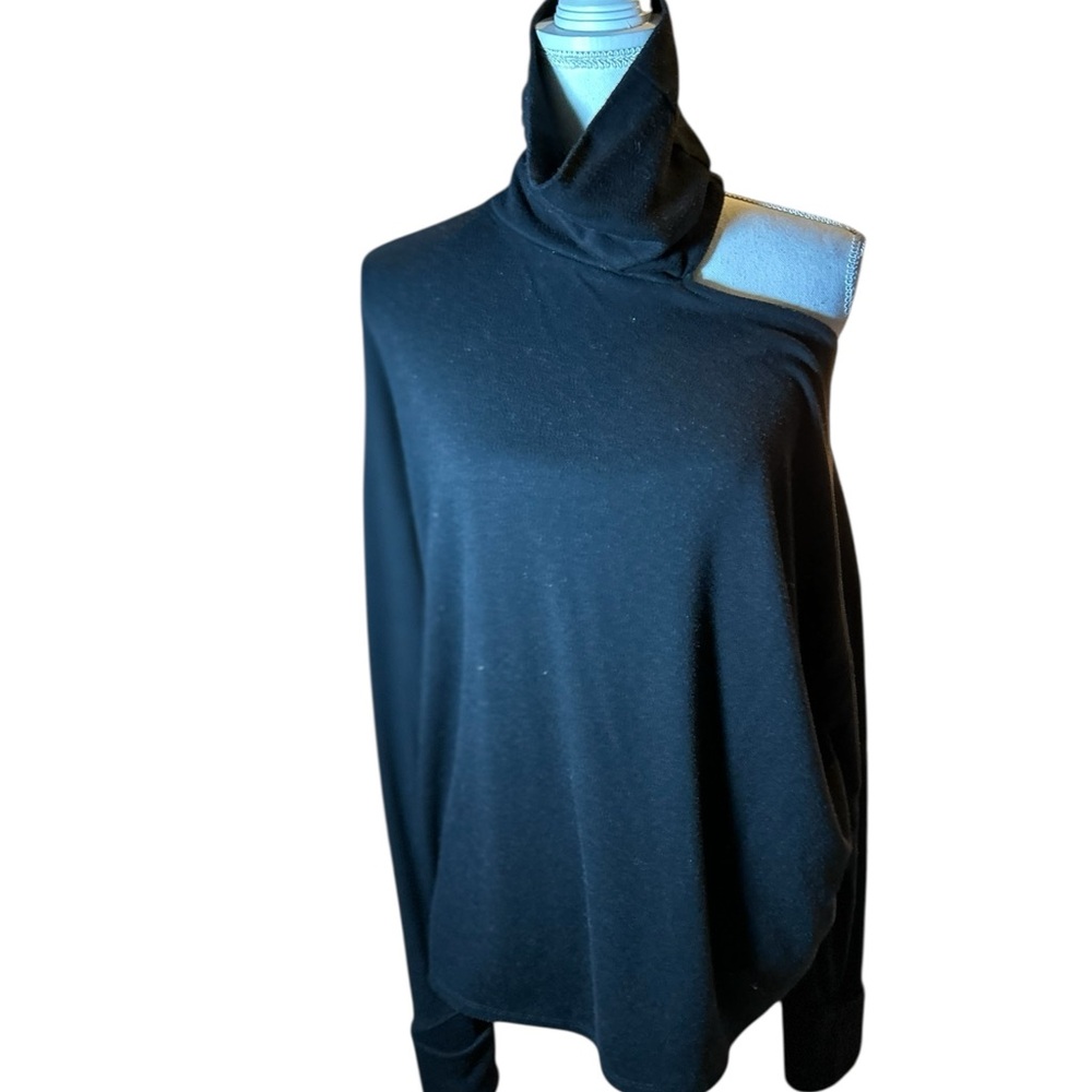 Gibsonlook Black Cowl Neck Cold Shoulder  Sweater